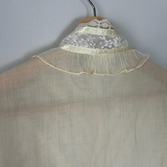 Vintage 70’s Jessica's Gunne Sax Gauzy Cream Lace Edwardian Prairie Blouse - Picture 10 of 12